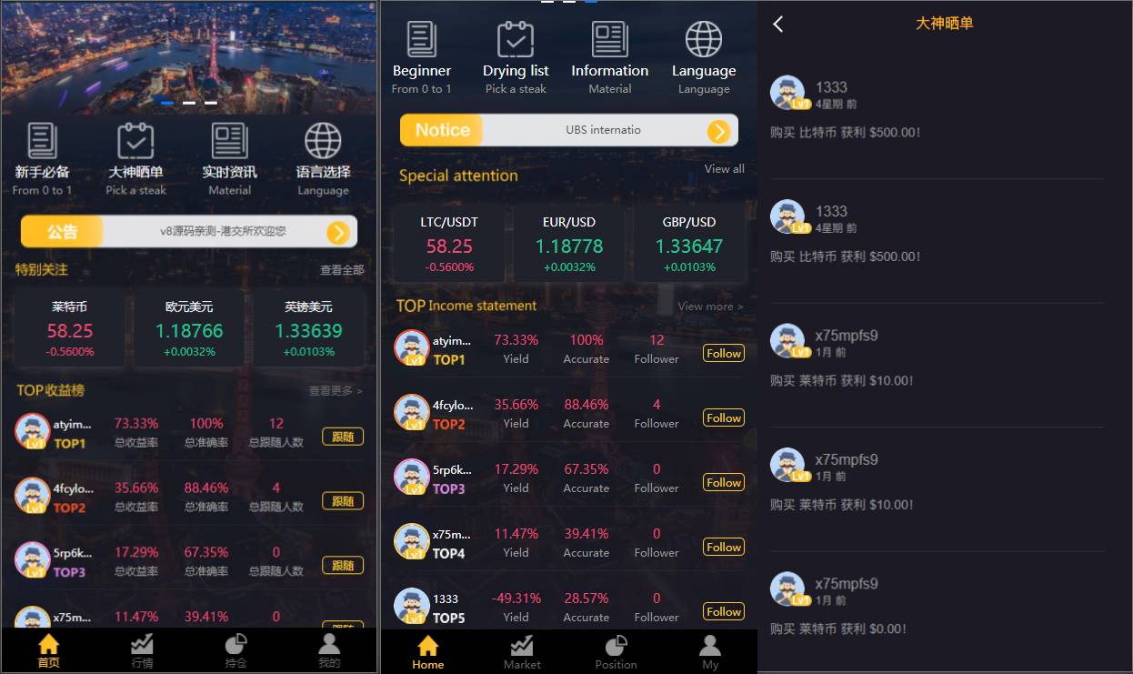 经典版多语言3合一双位盘源码/微盘微交易系统/外汇期货/脚本齐全