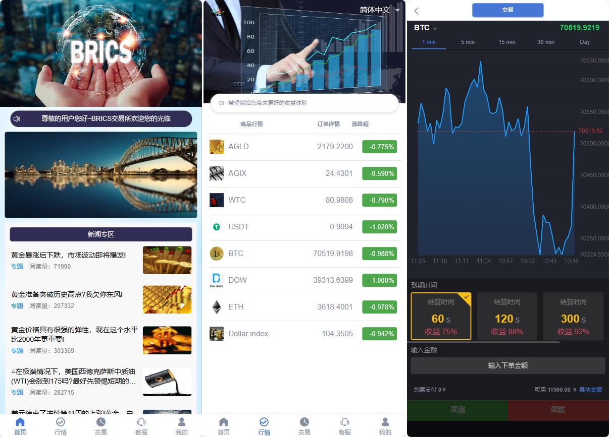 全新UI多语言微盘秒合约优化修复版/虚拟货币交易/余利宝理财