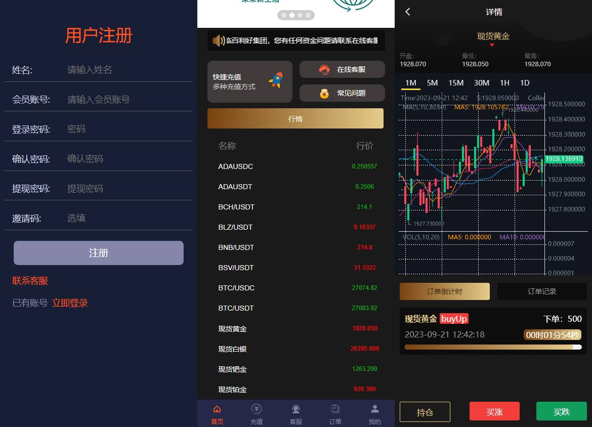 运营版微盘系统/期货黄金白银交易/微交易源码/代理后台