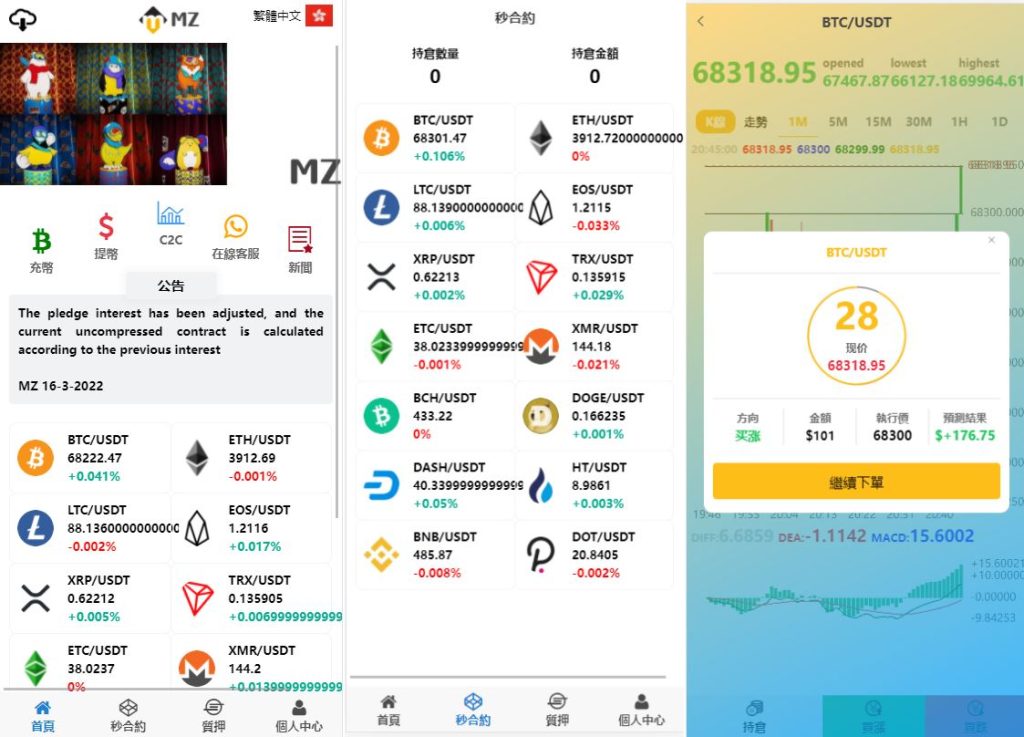 4语言微盘仿交易所源码/K线正常/秒合约/质押