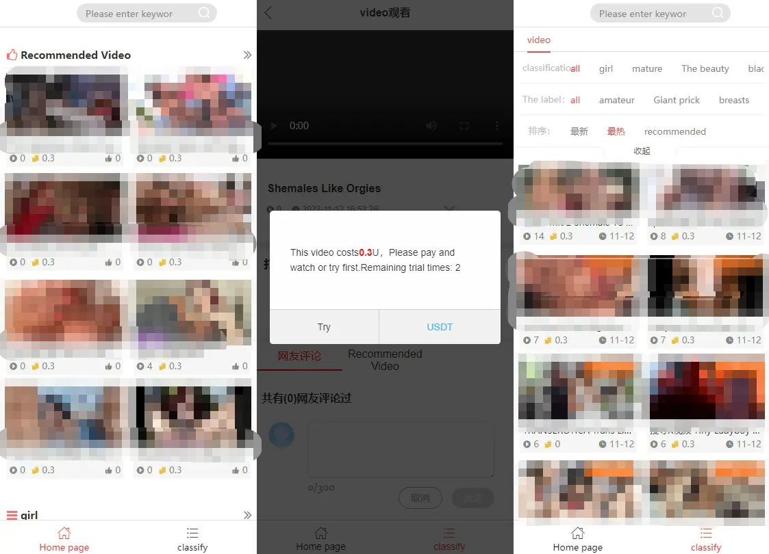 英文H视频打赏付费看视频U支付盗U源码下载